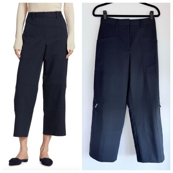 NWT Theory High Rise Straight Leg Utility Trousers in Baltic Blue Size 2 - Picture 1 of 12